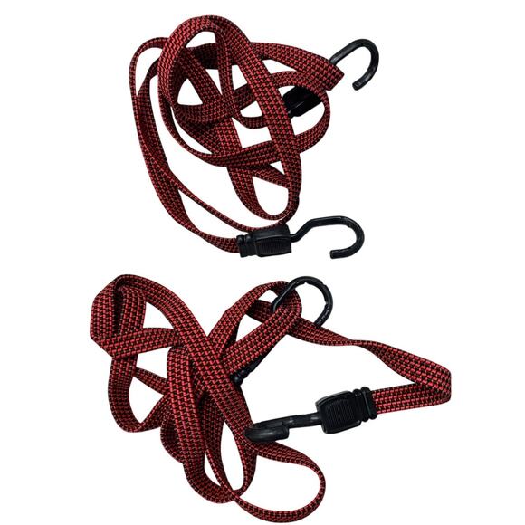 Unbranded Other - Pair of Red Woven 80" Long Strap Double Hook End Strapping Cords VG Condition